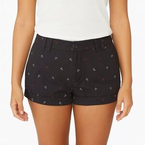H&M Women’s Black Cuffed Shorts with Mini Anchor Print